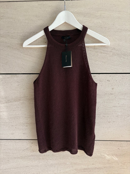 MASSIMO DUTTI. Top hilo marrón halter