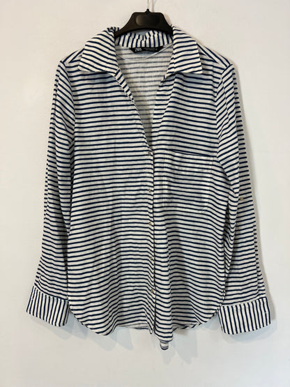 ZARA. Striped mixed media shirt. TM