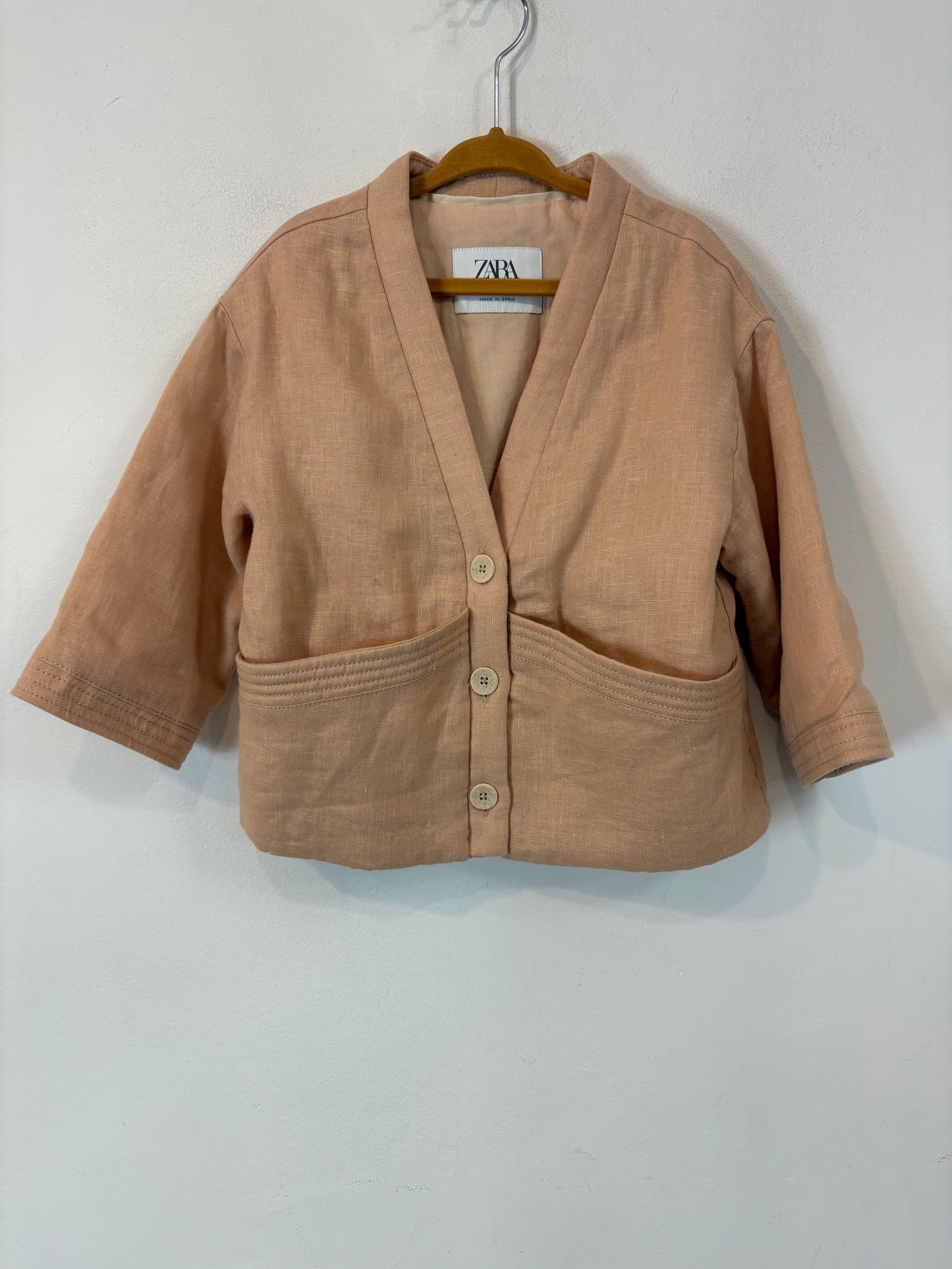 ZARA. Chaqueta mandarina textura. T 3 años