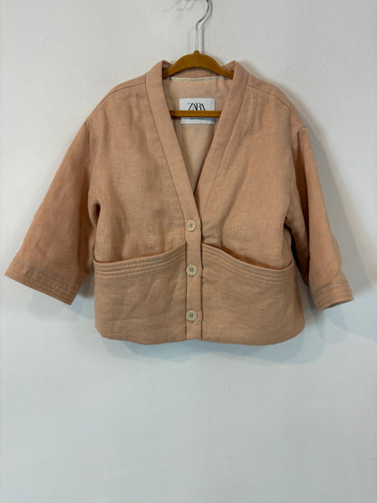 ZARA. Chaqueta mandarina textura. T 3 años