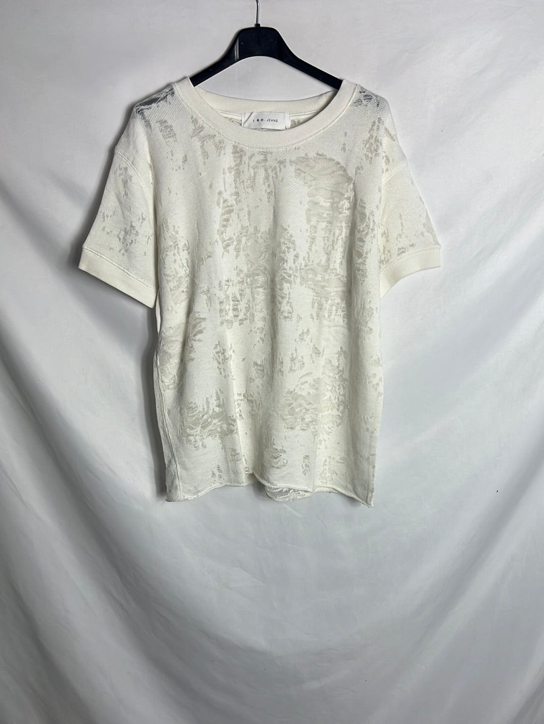 IRO. Ecru top with semi-sheer details. TL