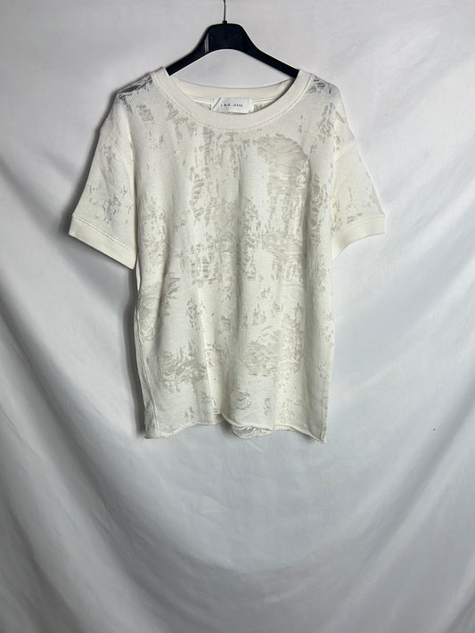 IRO. Ecru top with semi-sheer details. TL