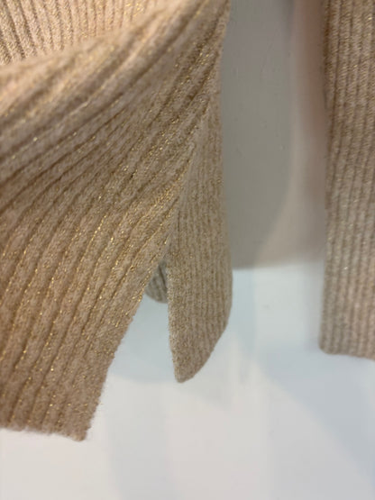 MANGO. Beige ribbed sweater with threads. TS
