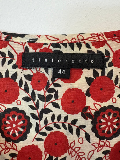 TINTORETTO. Vestido largo estampado rojos. T 44