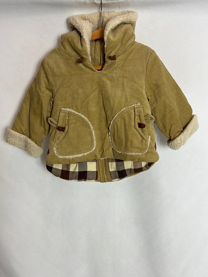 BASS10. Abrigo pana y borrego cremallera espalda. T 6-12 meses