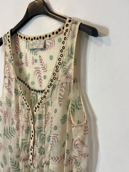 ZADIG &amp; VOLTAIRE. Printed silk top with stud detail. TS (Tare)