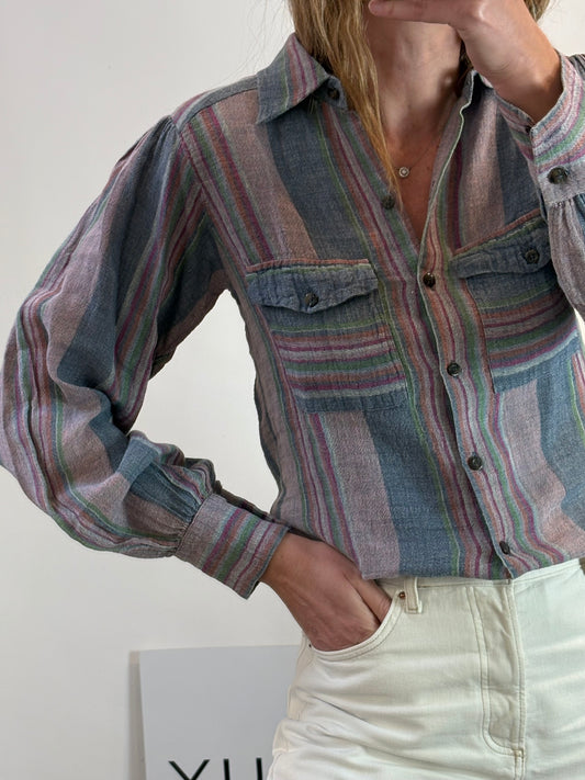 MASSCOB. Blusa lino rayas