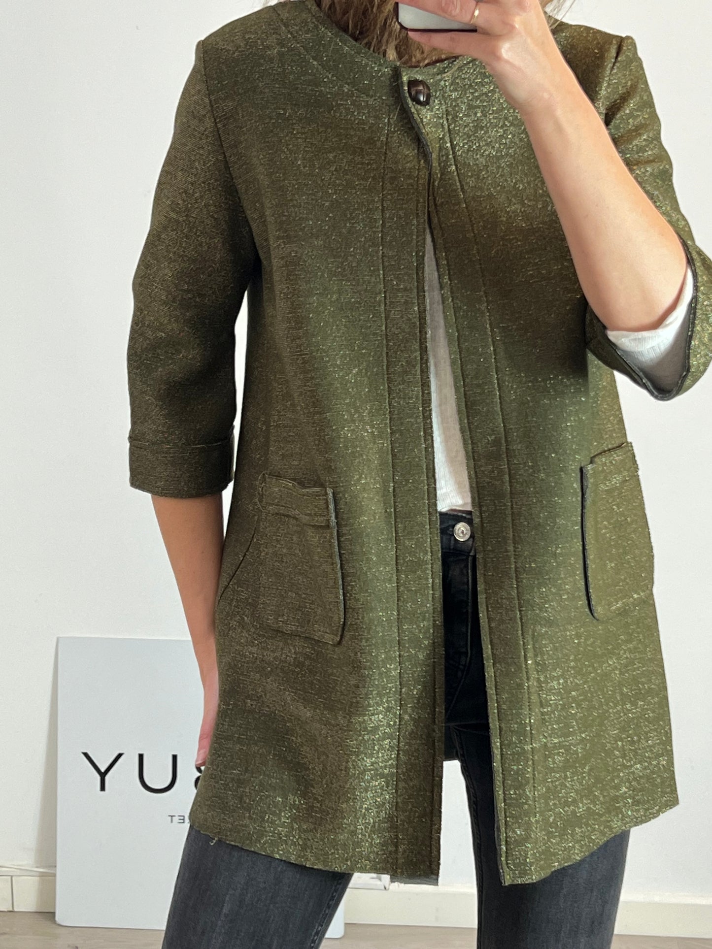 OTHERS. Green jacket with thread details YOUR(S)