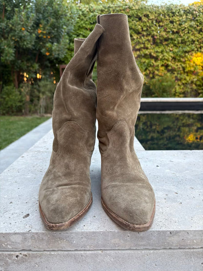 BA&SH. Botines piel en verde. T 40