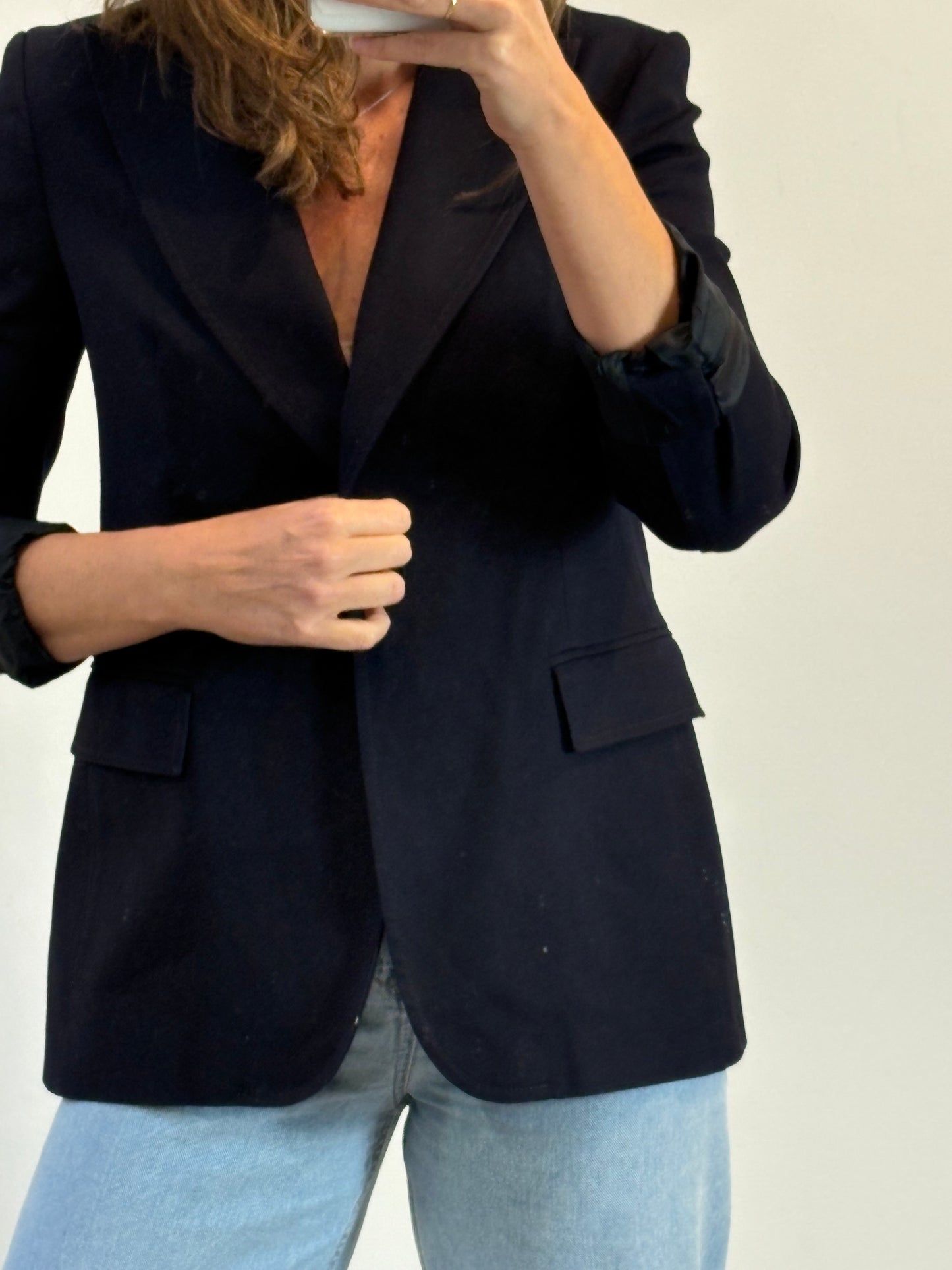 PAROSH. Blazer azul efecto denim
