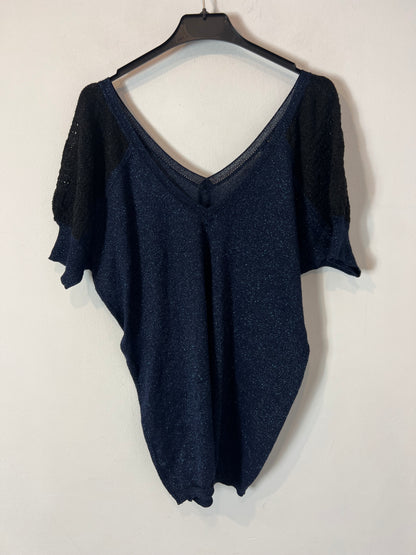 NAF NAF. Top doble textura hilos brillo. T S