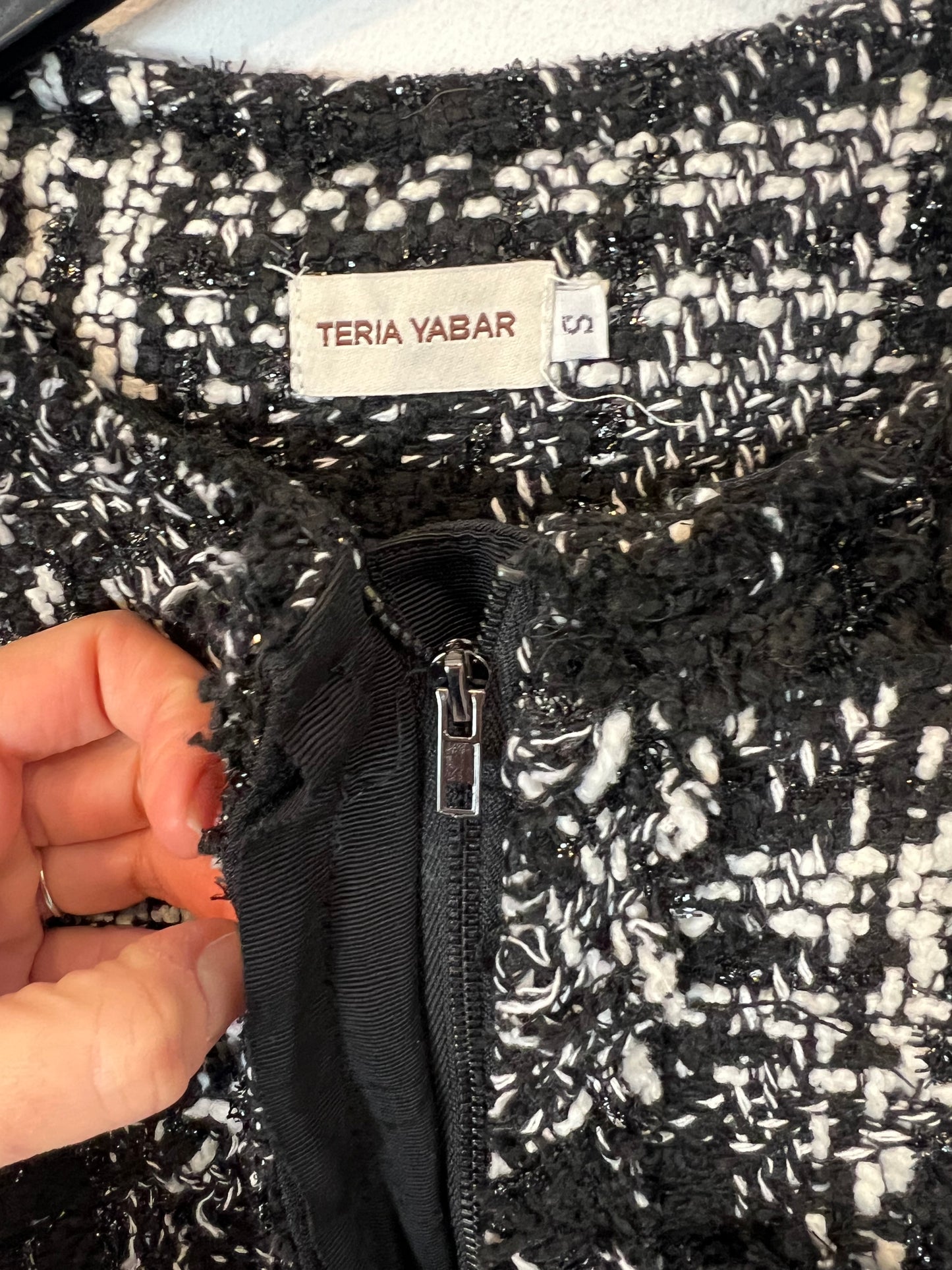 TERIA YABAR. Black tweed jacket. T.S.