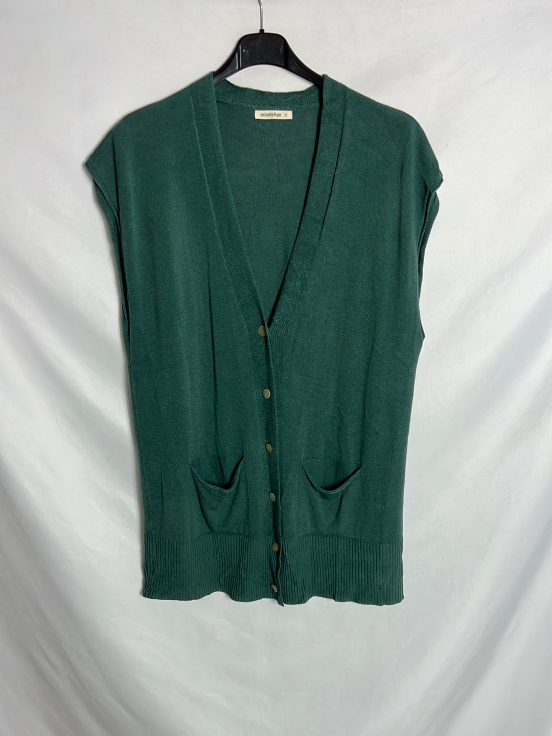 RENATTA&GO. Chaleco verde abotonado. TU (m)