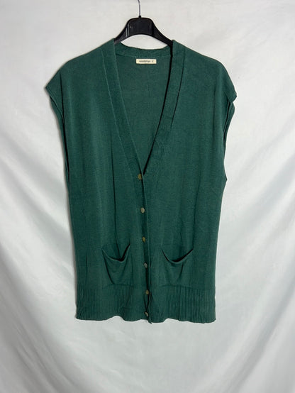 RENATTA&GO. Chaleco verde abotonado. TU (m)