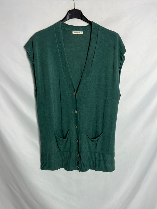 RENATTA&GO. Chaleco verde abotonado. TU (m)