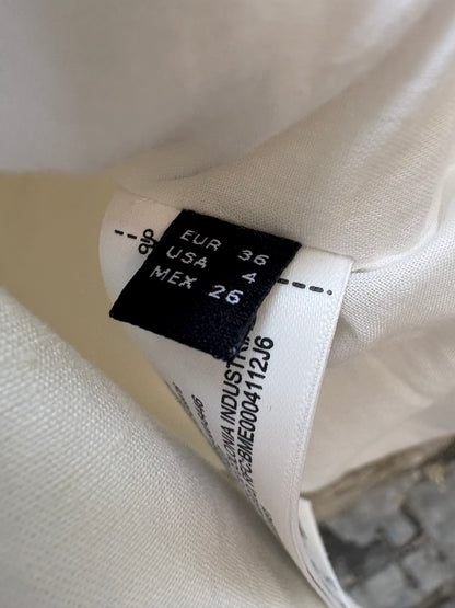 MASSIMO DUTTI. Chaqueta blanca lino bolsillos