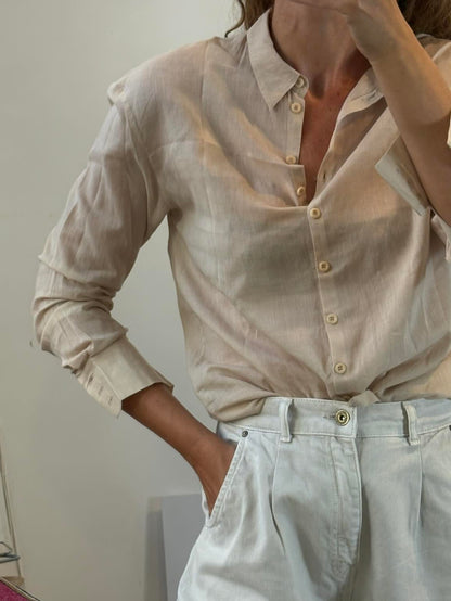CORTANA. Camisa beige algodón ligero