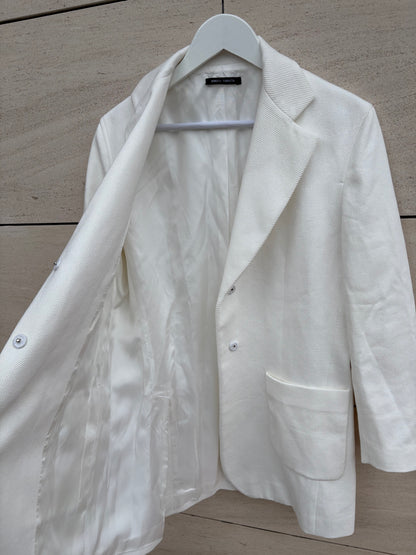 ROBERTO TORRETTA. Chaqueta larga blanca textura