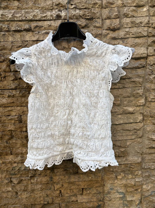 SÉZANE.Top blanco nido de abeja