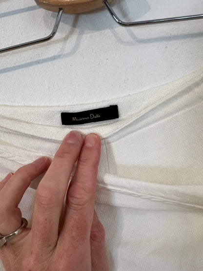 MASSIMO DUTTI. Pantalón blanco lazada mezcla