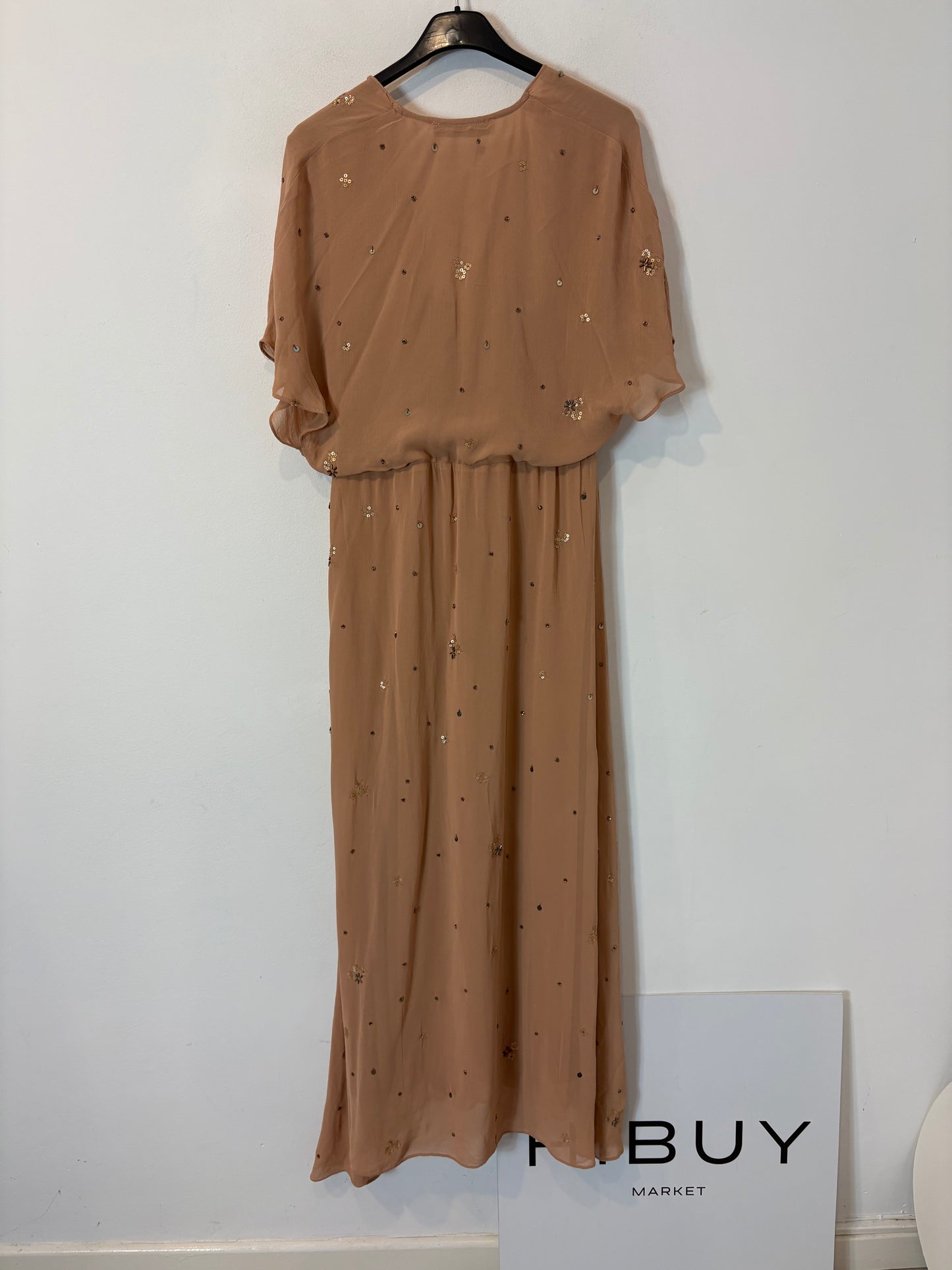 ZARA. Vestido gasa detalles lentejuelas