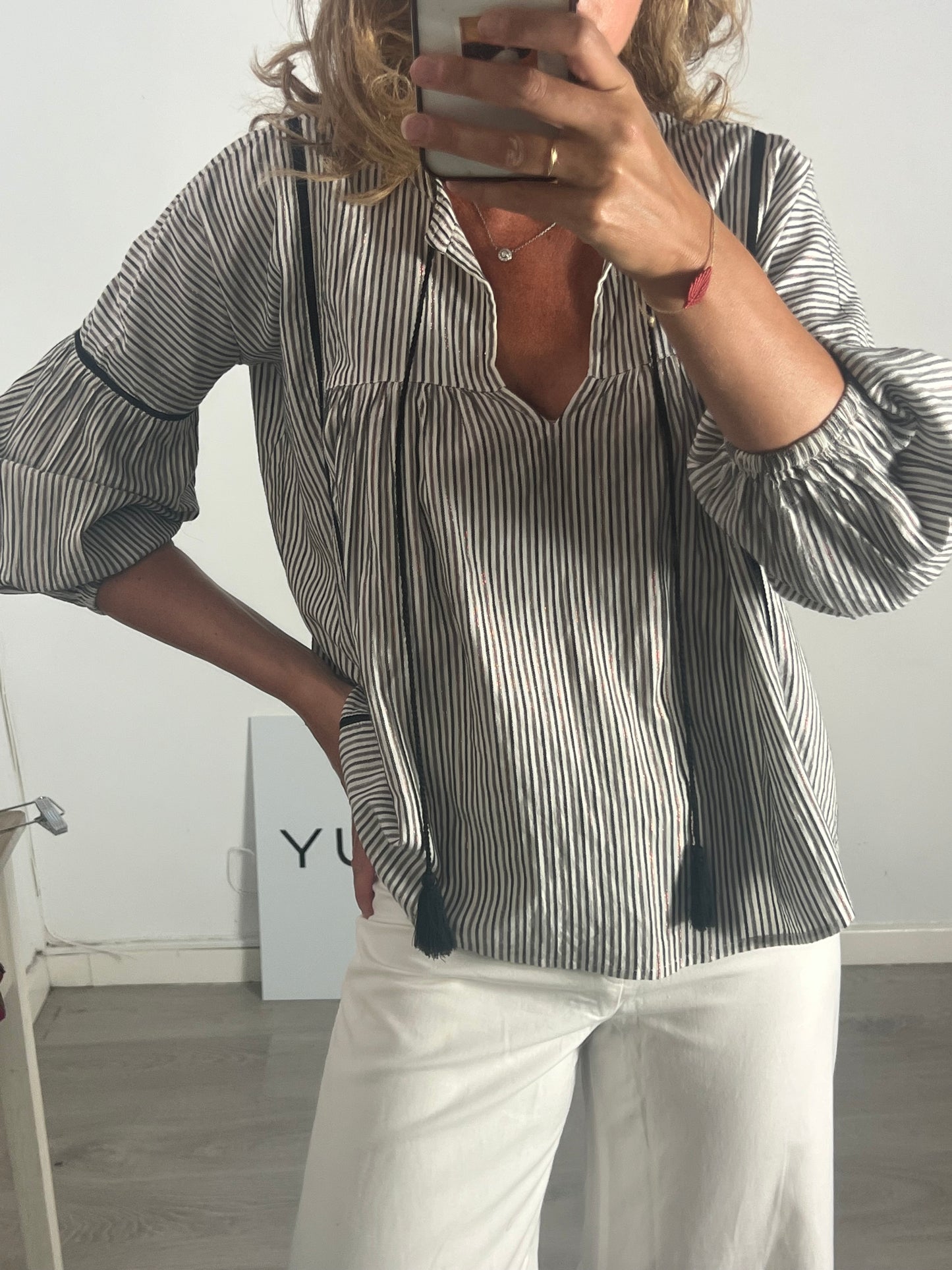 MY SUNDAY MORNING. Blusa rayas hilos brillo. T 1 (S)