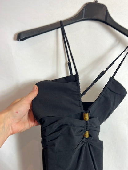 ZARA. Vestido midi negro aperturas. T XS