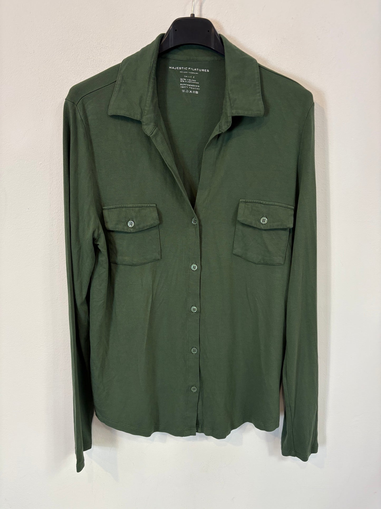 MAJESTIC FILATURES. Camisa manga larga verde