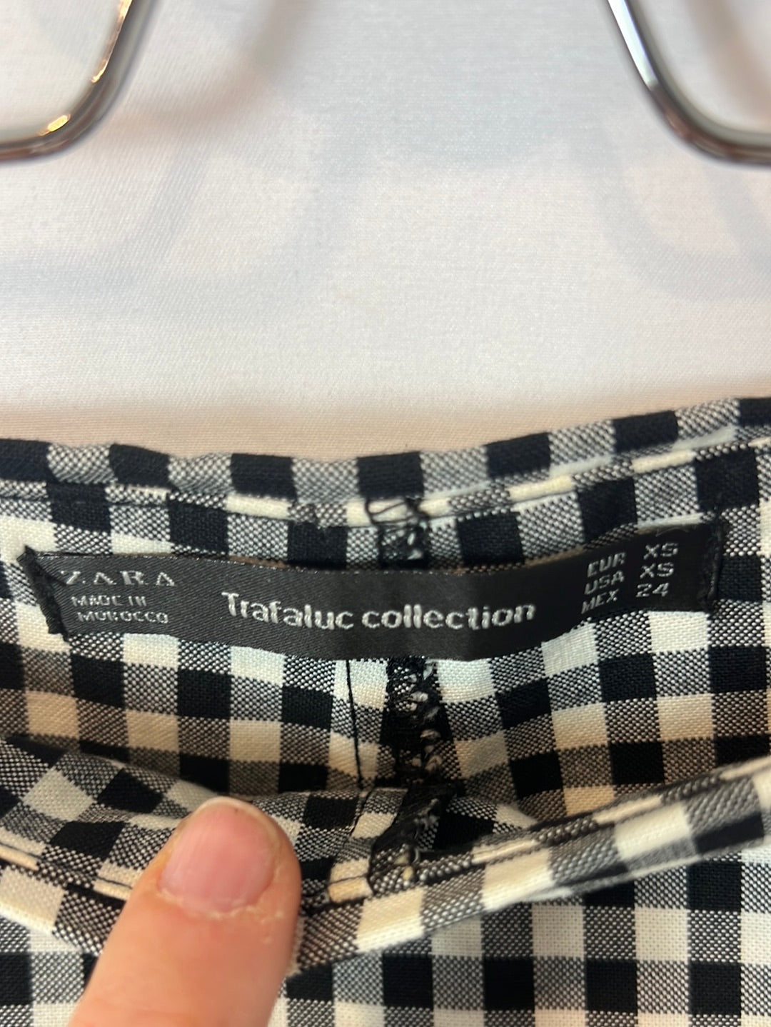 ZARA. falda pantalón cuadros vichy T.xs