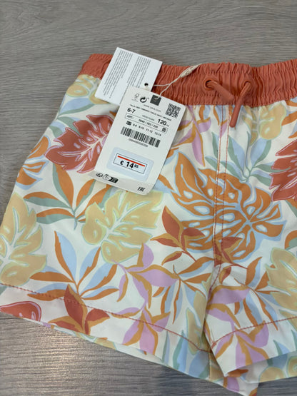 ZARA. Traje de baño niño estampado naranjas.  T 6-7 años
