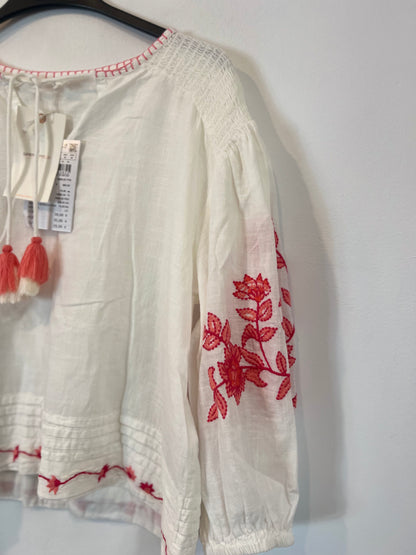 SPRINGFIEL. Embroidered white blouse T.36