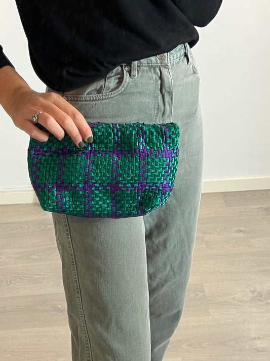 ZARA. Bolso de mano trenzado bicolor