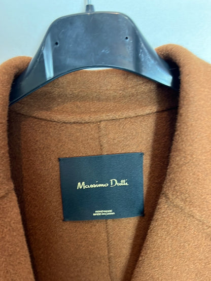 MASSIMO DUTTI. Chaqueta lana marrón crop. T XS