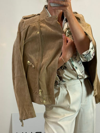 MANGO. Chaqueta piel cremalleras