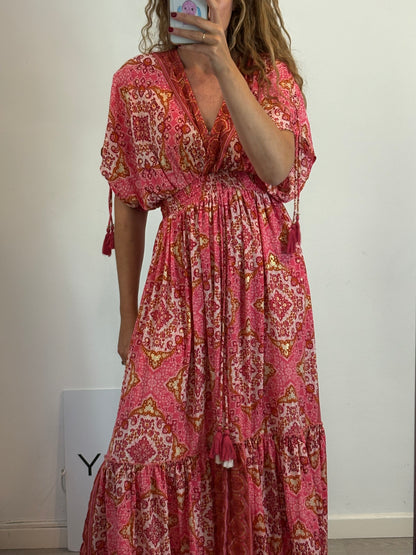 Vestido largo seda estampado