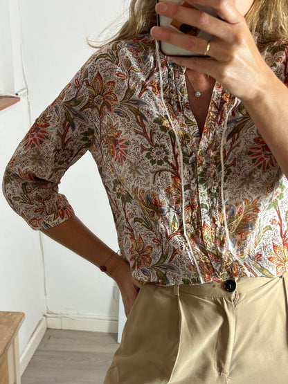 ELOGY. Blusa blanca estampada T.m