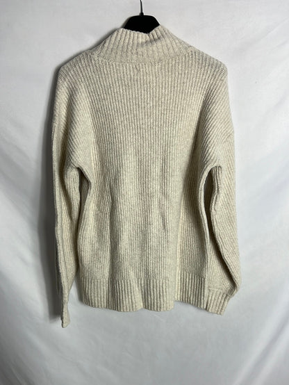 GOODTREAHDS. Jersey beige canalé. T XS (S)