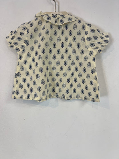 NICOLÍ. Blusa beige flores azules T.3-6 meses