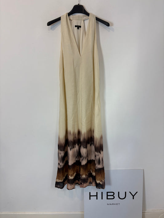 MASSIMO DUTTI. Vestido largo fluido beiges