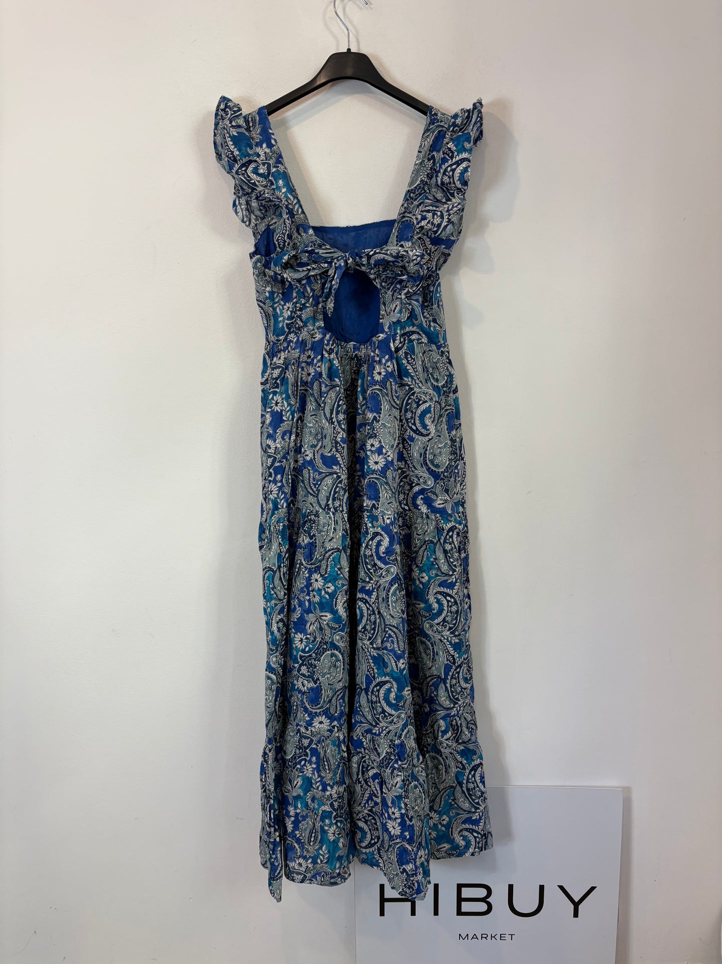 MANGO. Vestido con estampado azul