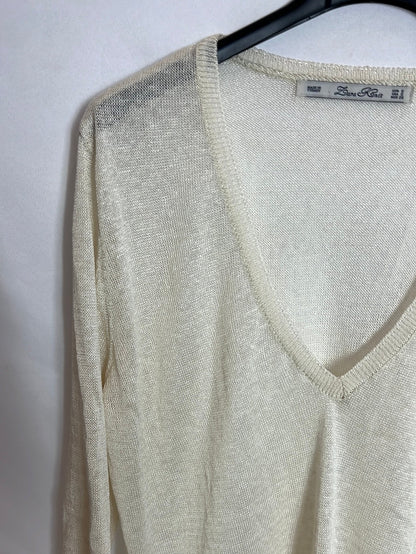 ZARA. Jersey fino beige claro. T S