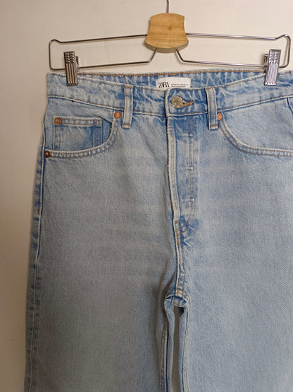 ZARA. Frayed denim trousers, size 38