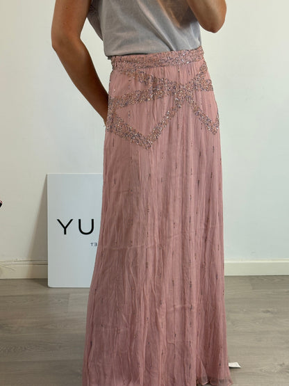 INTROPIA. Pink beaded skirt, size 42