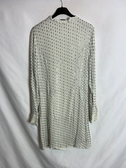 INTROPY. Buttoned chiffon and sequin dress. T 42