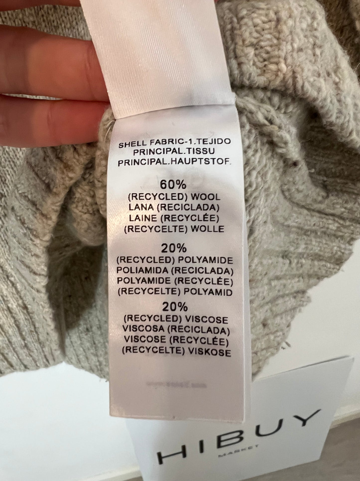 ECOALF. Jersey beige jaspeado cuello vuelto. T M