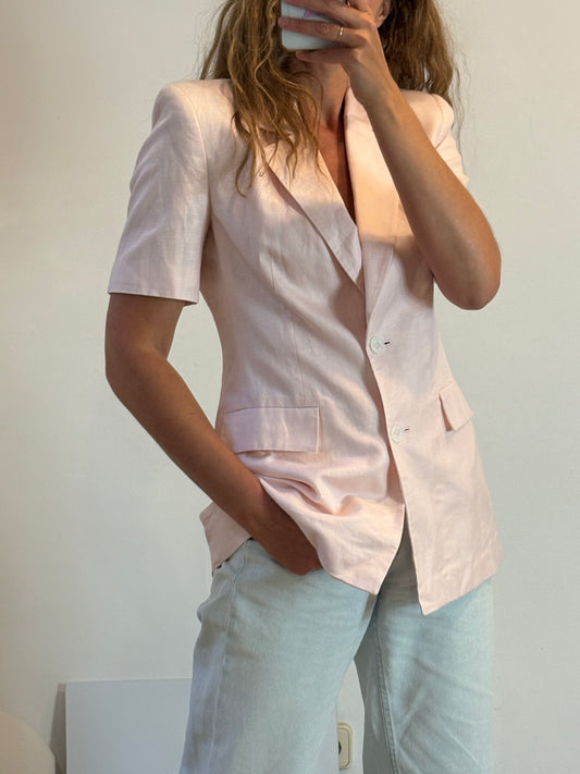 ZARA. Chaqueta rosa con lino