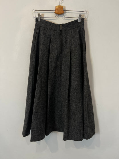 ZARA. Falda midi gris jaspeado bolsillos