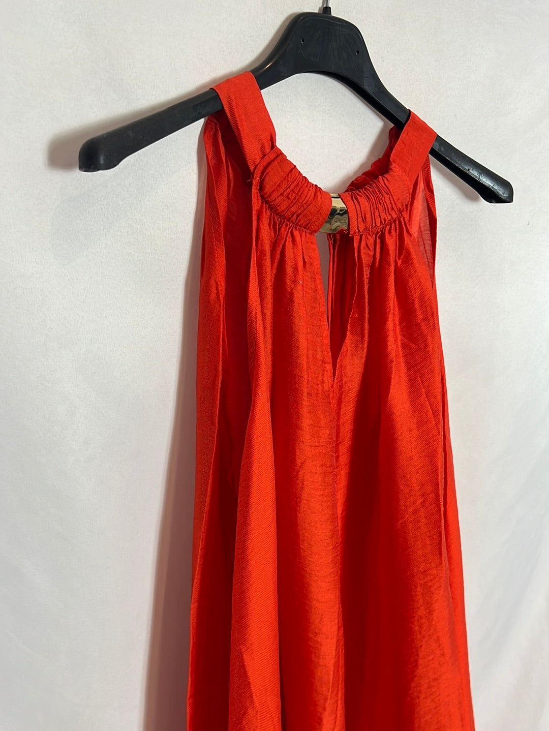 OTRAS. Vestido corto naranja brillos TU(S)