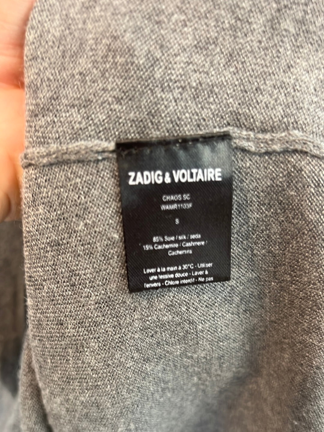 ZADIG&VOLTAIRE. Jersey gris seda y cashmere. T S