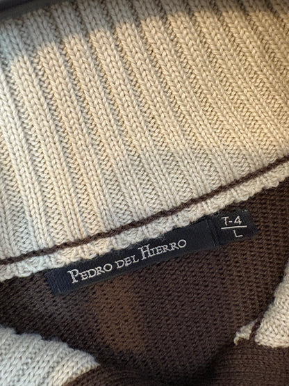 PEDRO DEL HIERRO. Jersey logo marrón lana